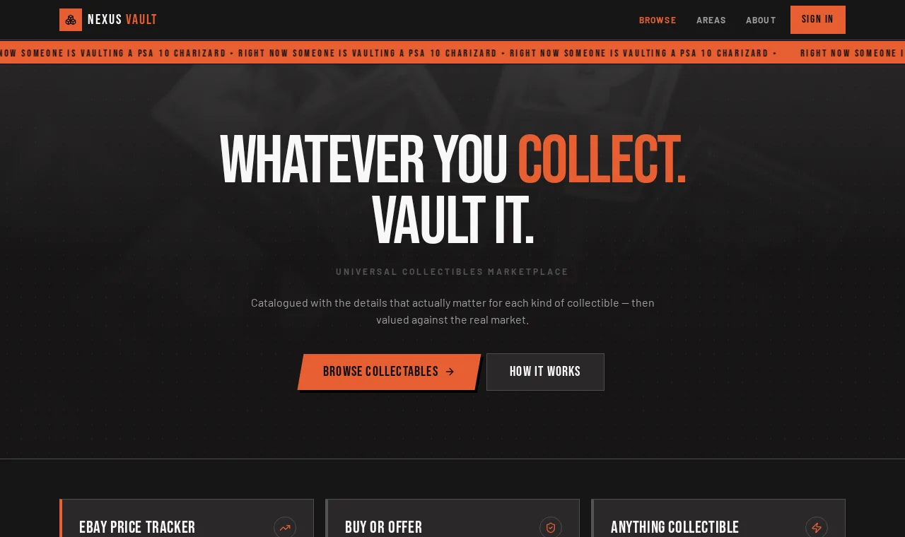 Screenshot of Nexus Collectors Vault